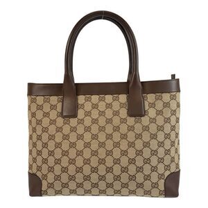 Gucci GG Canvas Leather Tote Bag
